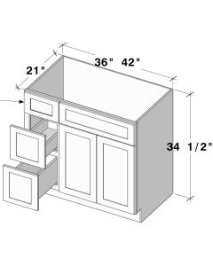 Cyber Gray 2 Doors 2 Drawers Left Vanity Base Cabinet - W36" X H34.5" X D21"