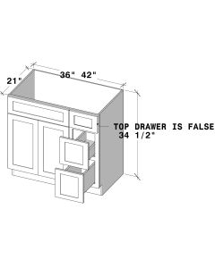 Cyber Gray 2 Doors 2 Drawers Right Vanity Base Cabinet - W36" X H34.5" X D21"