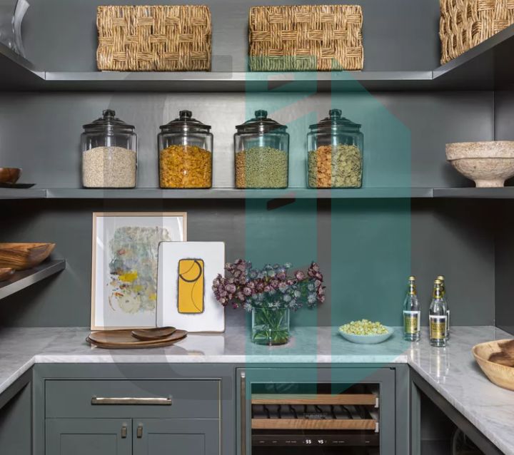 Custom Pantry with Gray Cabinets