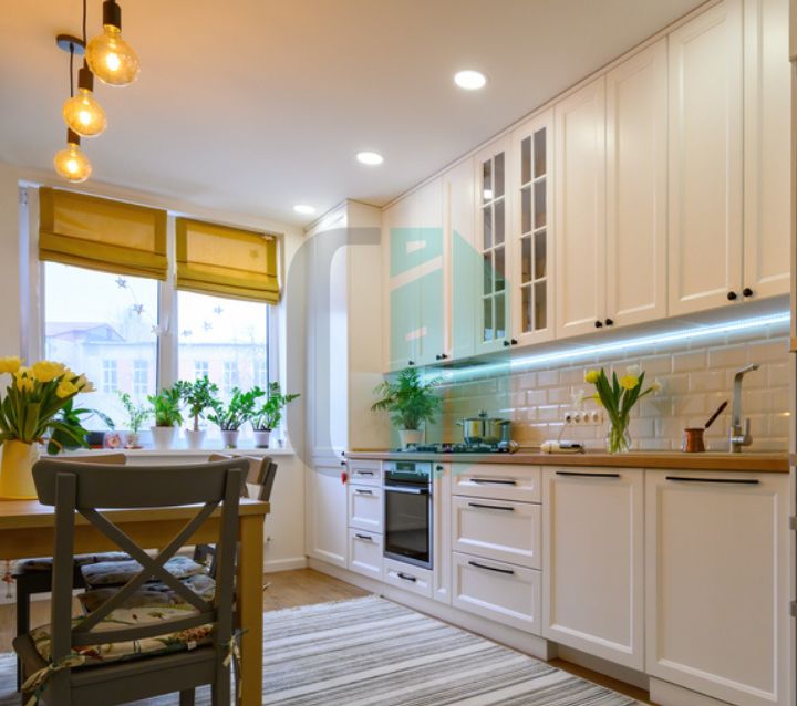 Kitchen with vibrant pop green color kitchen cabinets, bringing freshness and energy to the kitchen space